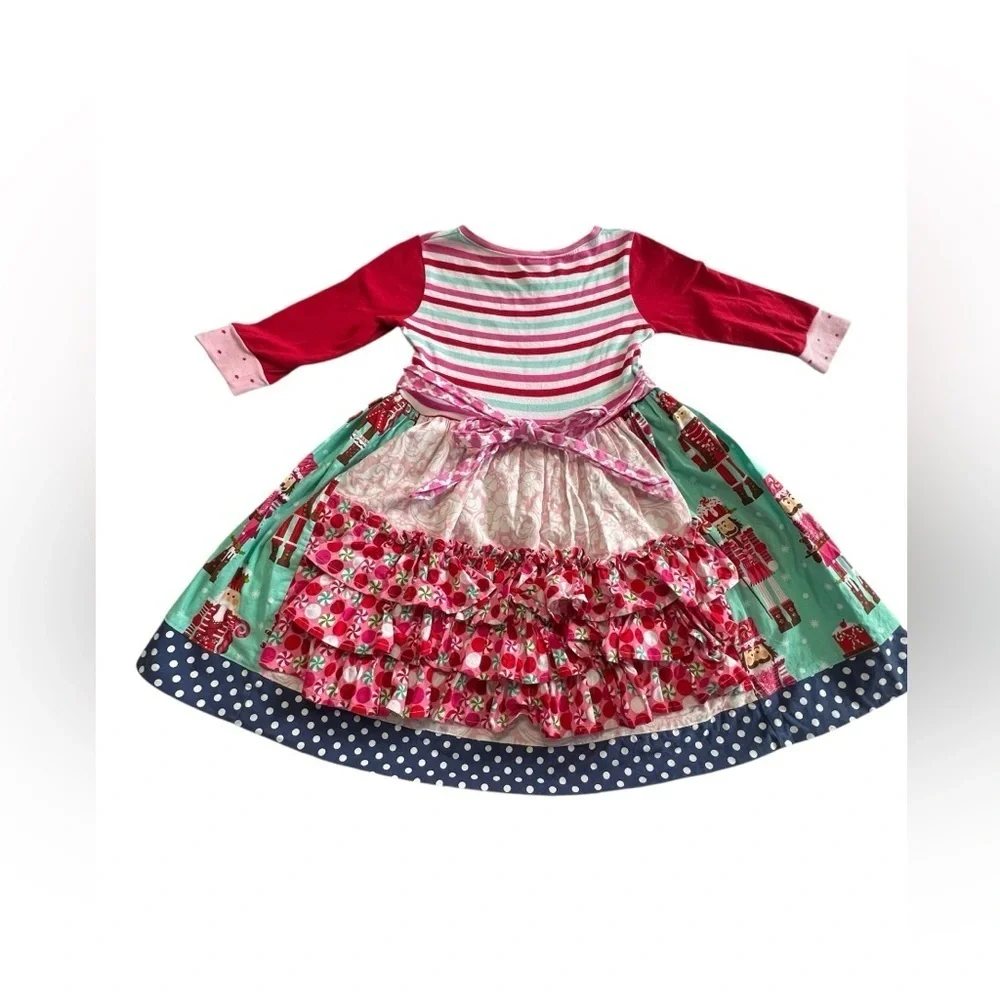 KPea Girls size 5T Christmas Ruffle Long Sleeve Nutcracker Dress